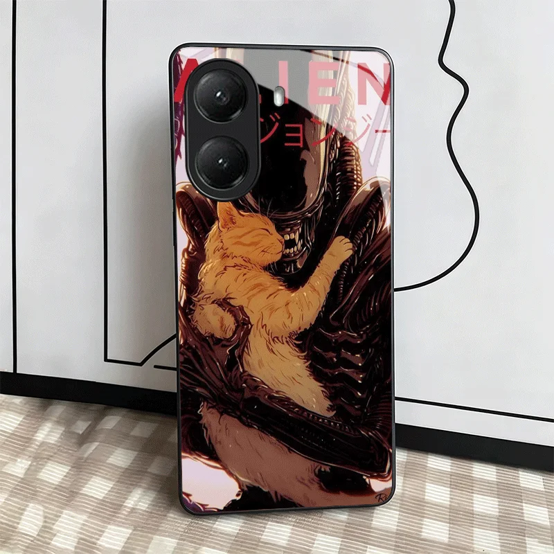 Sleek Alien-Theme Tempered Glass Phone Case