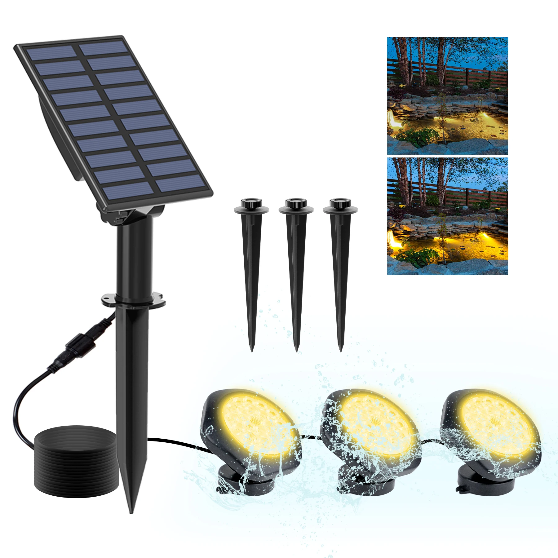 6000K3000KSolarUnderwaterLightsOutdoorSolarLEDPoolLight