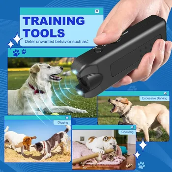 Repelente ultrassônico para cães, dispositivo de treinamento para animais de estimação, dissuasor ao ar livre, dispositivo portátil anti-latidos com led para repelir gatos e cães 1