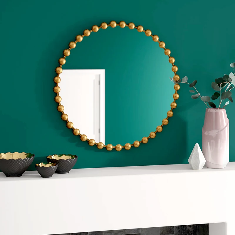 

Vintage Nordic Mirror Bathroom Makeup Round Wall Hairdressing Mirror Bedroom Hanging Espejos Decorativos Decoration Living Room