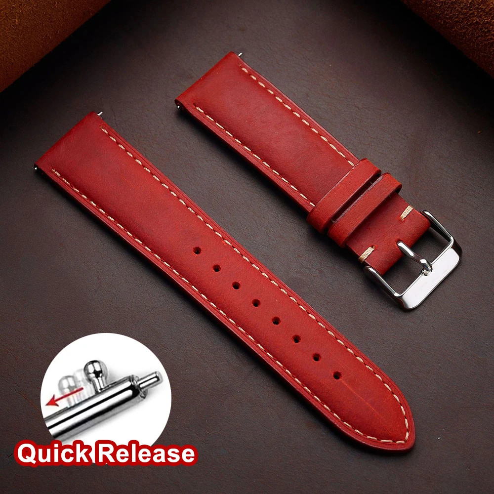 Vintage Dark Brown Cowhide Quick Release Watch Strap