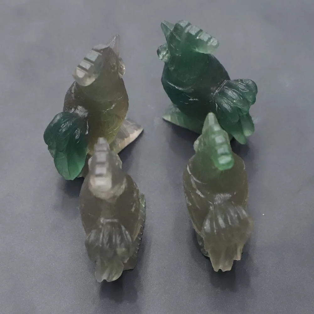 Hot 1Pcs Natural Stone Carved Cock Animal Ornaments Fluorite Crystal Quartz Crafts Handmade Figurine Home Decoration Wholesale