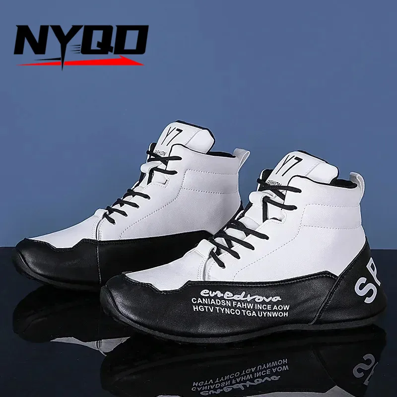 Motorcycle Riding Shoes New Color Matching Mid-cut Casual Shoes Personalized Youth Short Leather Boots