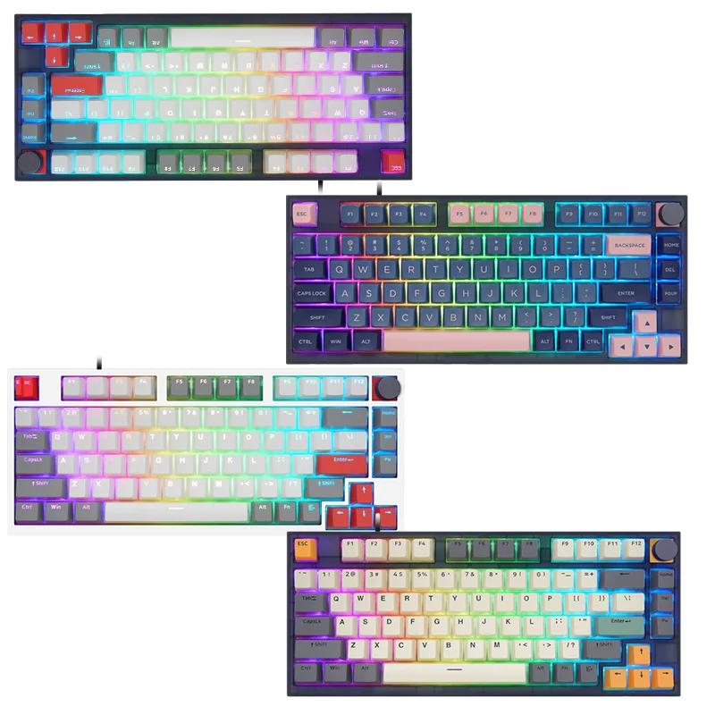 

Skyloong Gk75% Wired Game Mechanical Keyboard 80-key Rgb With Knob Double-shot Keycap Gasket Hot Plug Esports Office Keyboard