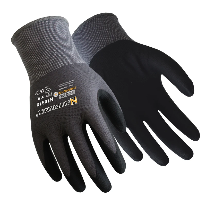 Safety Work Gloves Seamless Knit Nylon Glove Black Micro-Foam Nitrile Grip General Purpose Automotive Improvement Safety Work Gloves