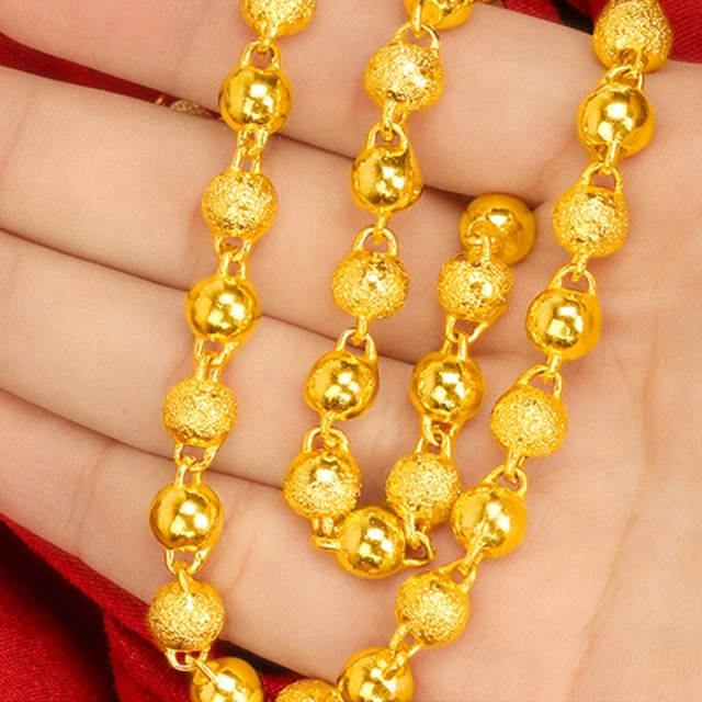 Saf 24k sarı altın kaplama buda boncuk erkek kolye kadınlar için altın kolye  zinciri düğün nişan güzel takı solmaz - AliExpress
