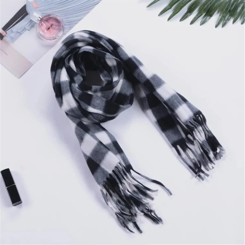 Christmas Long Plaids Blanket 160x30cm Oversized Winter Fall Warm Scarf Big Tartan Scarves Wrap Shawl Classical Tassels 5