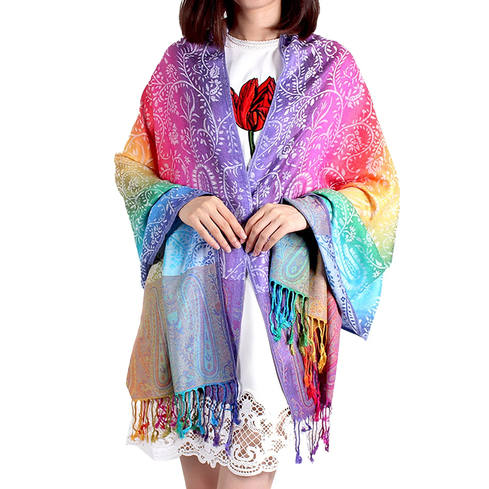Women Multi-Color Scarf Long Soft Wrap Shawl Ladies Scarf Fashion Women Silk Scarf Luxury Satin Shawl Wraps Chiffon Hijab  스카프 4