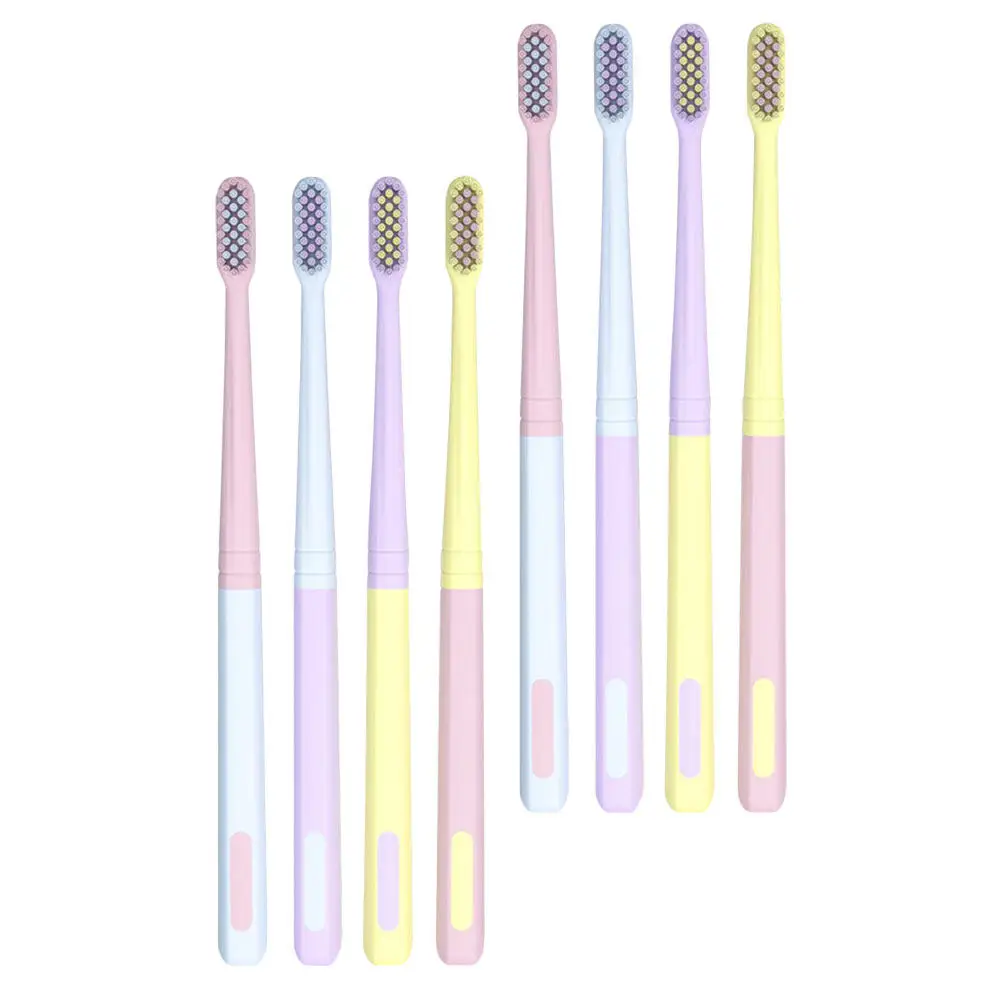 8Pcs 부드러운 강모 성인 칫솔 일본식 마카롱 색상 딥 클리닝 휴대용 구강 관리 도구 여행 칫솔 세트