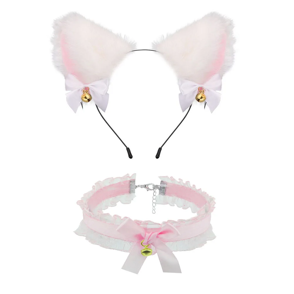 Cute Fox Tail Anal Plug Cat Ears Headbands Set  Nipple Clip Neck Collar Erotic Cosplay Sex Toys For Women