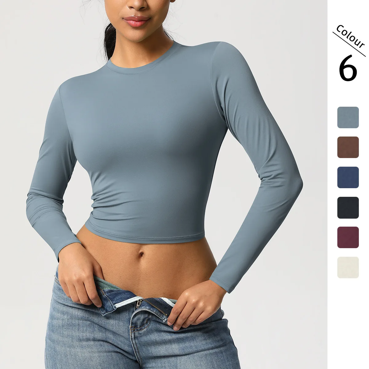 493424-a60ecb.jpg Women Yoga Shirts Quick Dry Long Sleeve Shirt Women Running Gym Top Women breathable Yoga Clothing Leisure Crop Top Sportswear - Image 1