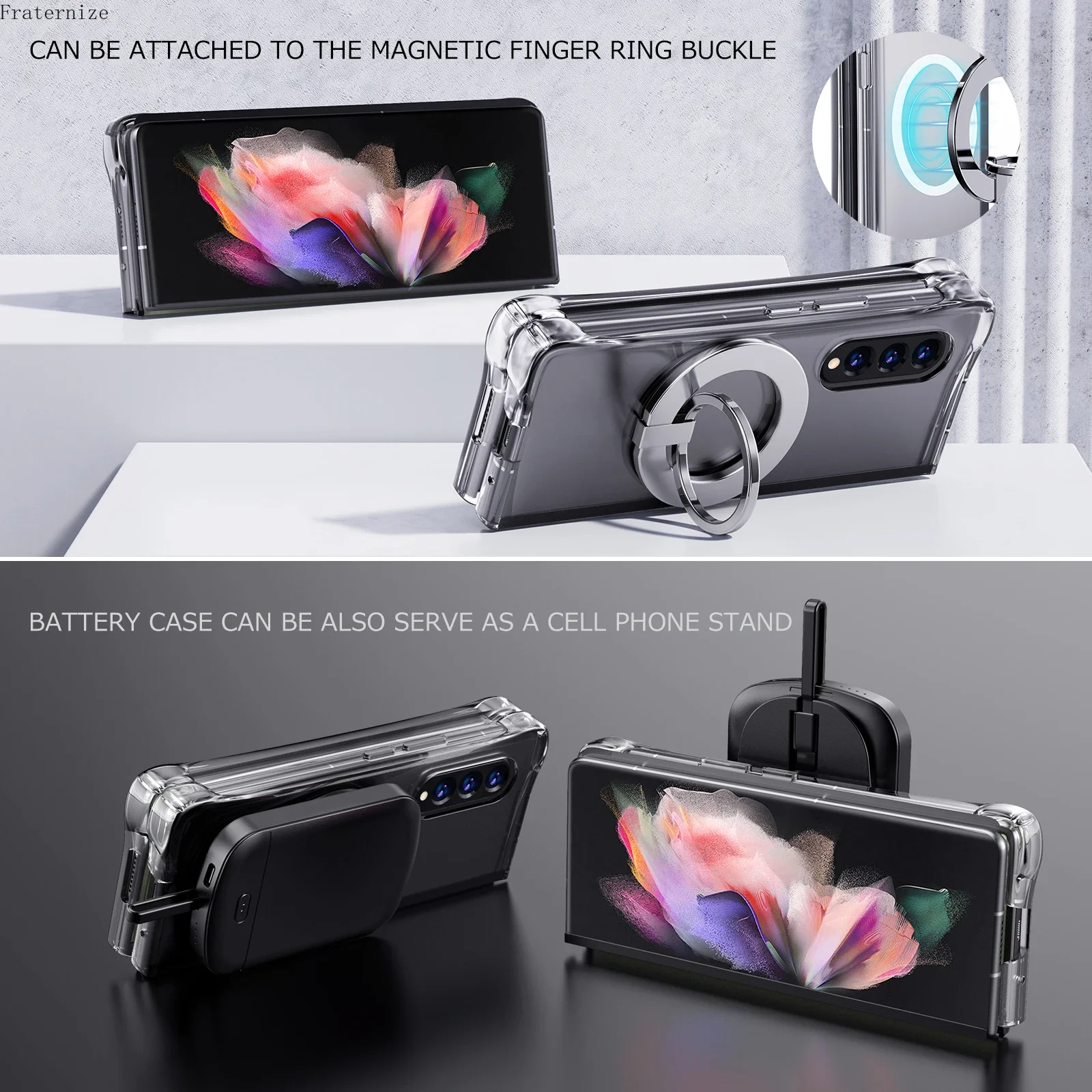 10000 Shockproof Battery charger case For Samsung Galaxy Z Fold 3 5G Magnetic Stand Cover Power Bank For Galaxy Z Fold 4 Funda