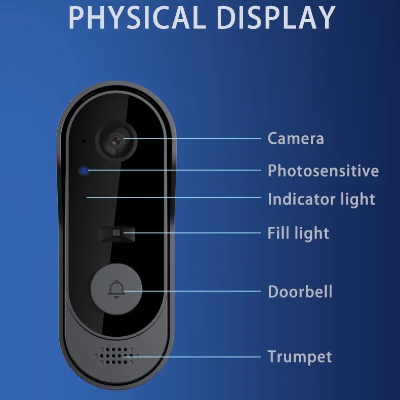 Smart Home Outdoor Wireless Video Doorbell WIFI HD Outdoor Phone Camera Security Video Intercom Night Vision  IP65 Rainproof 6