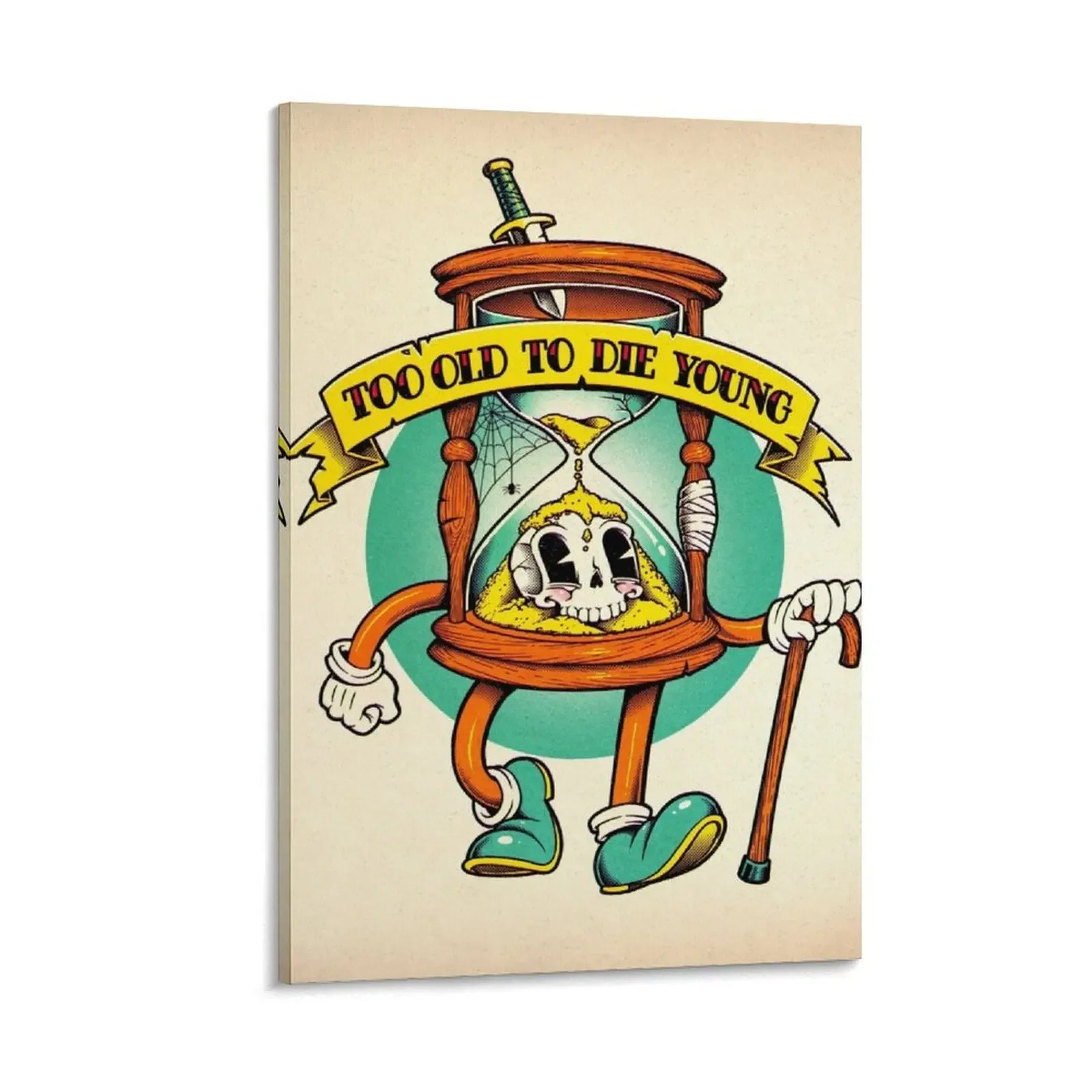 

Too old to die young skull character Canvas Painting Decoration wall decorative items for home