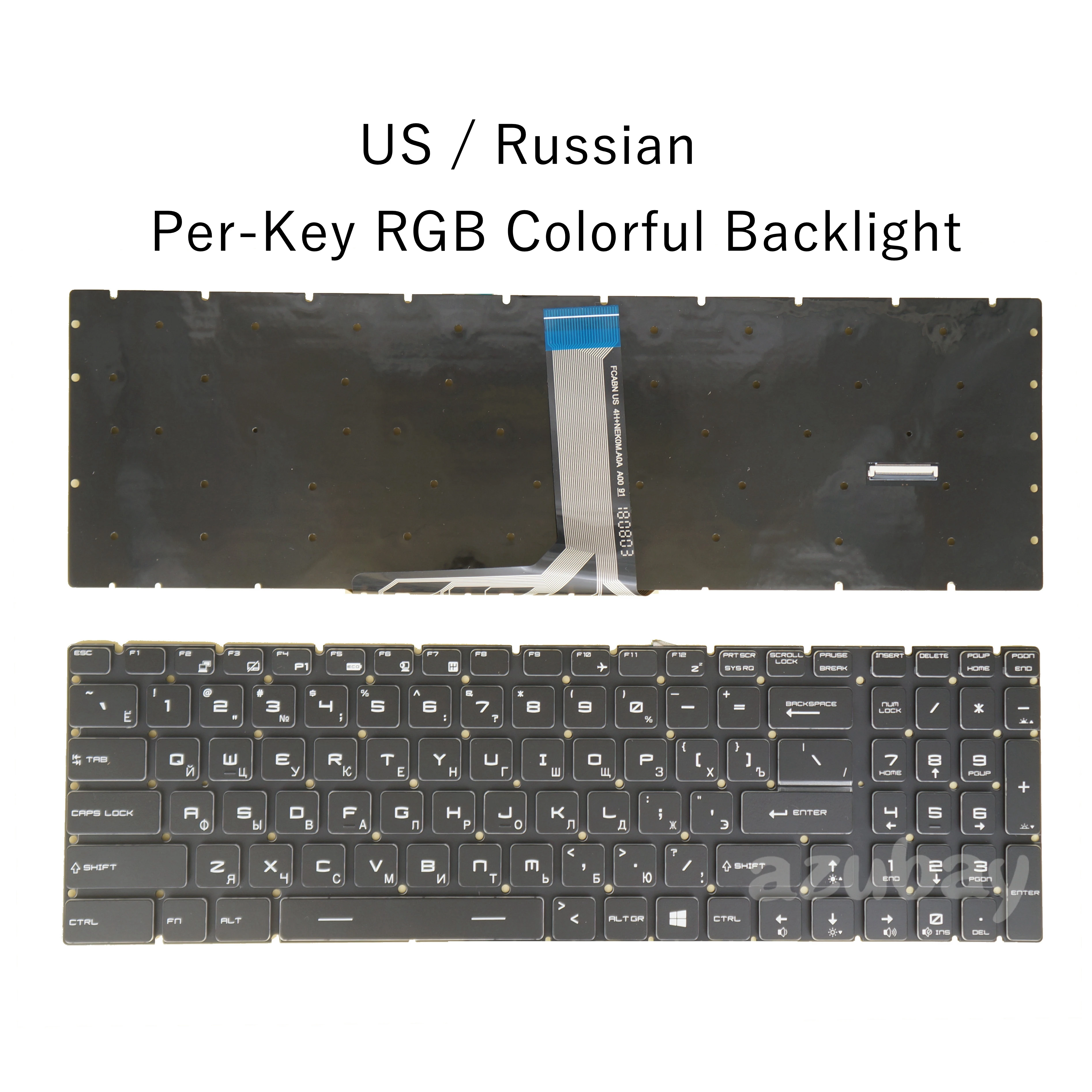 Teclado do Portátil com Rgb Backlit Eua ru Russo Msi Ge75 Raider 10se 10sf 10sfs 10sgs 8re 8rf 8se 8sf 8sf 9se 9sg por Chave