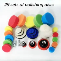 29Pcs Car Foam Drill Polishing Pad Kit 1.2/2/3 Inch Buffing Pads Sponge Set Kit M14 Drill Adapter Power Tool Car Polisher 1