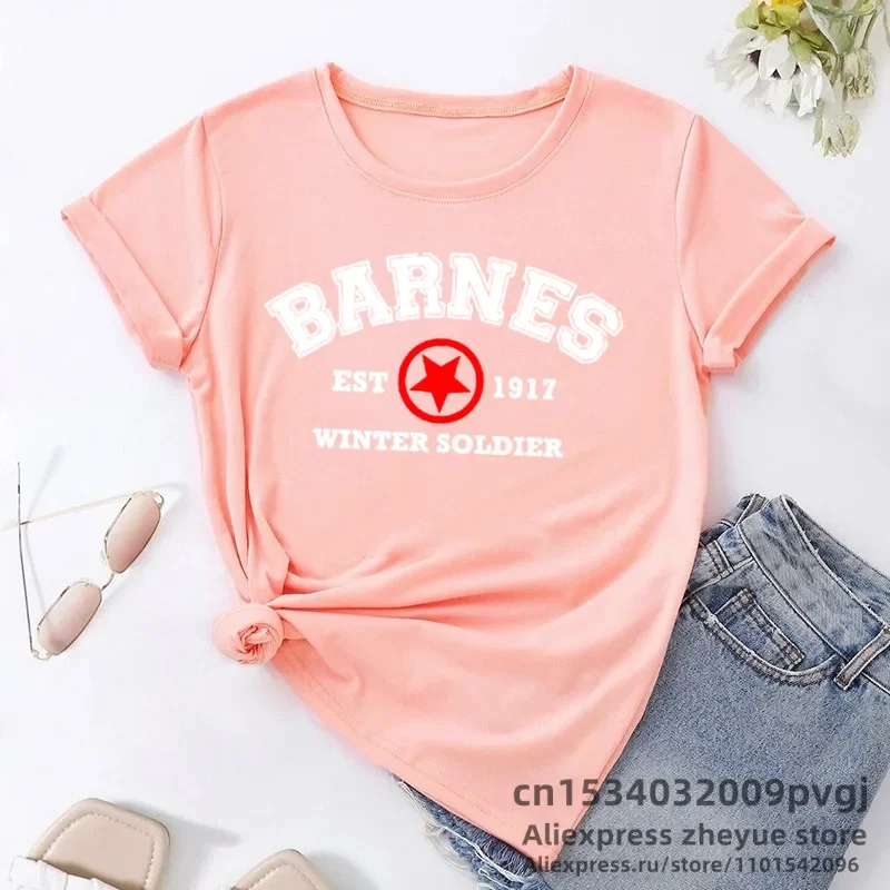 Barnes 1917 T Shirts Women Summer Vintage Winter Soldier Bucky Barnes Short Sleeve T-Shirt Women Short Sleeve Tee Shirts 5