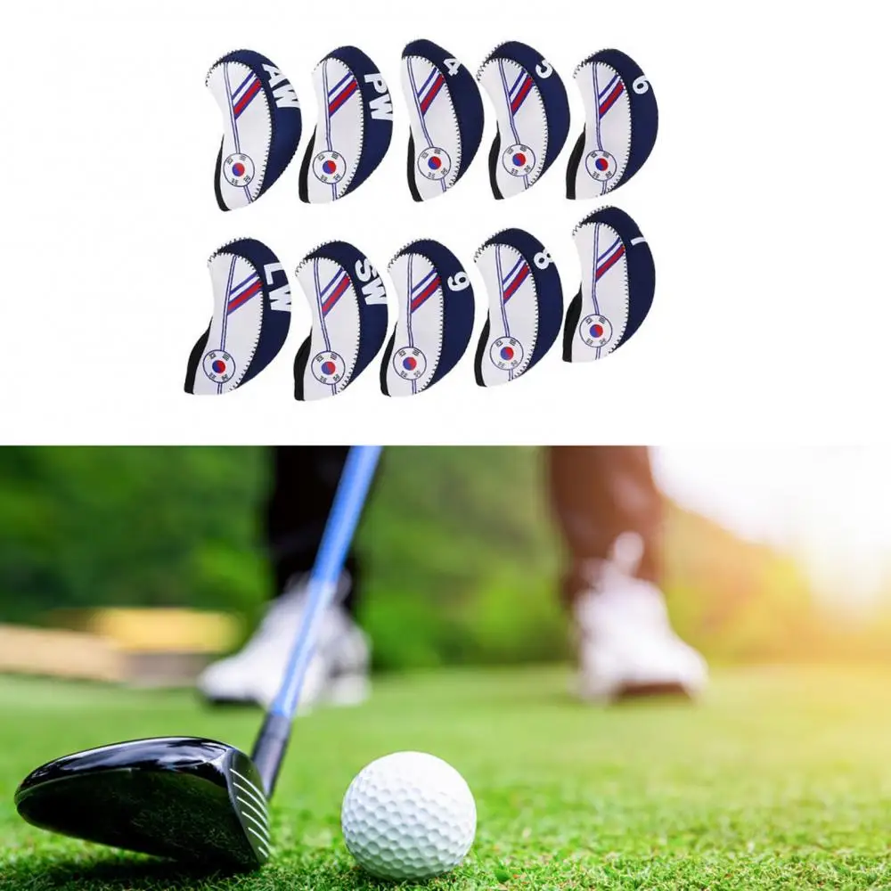 

10Pcs/Set Wear-resistant Accessory Protective Golf Rod Head Cover Club Heads South Korea Flag Iron Set Cap Set Outdoor Sport