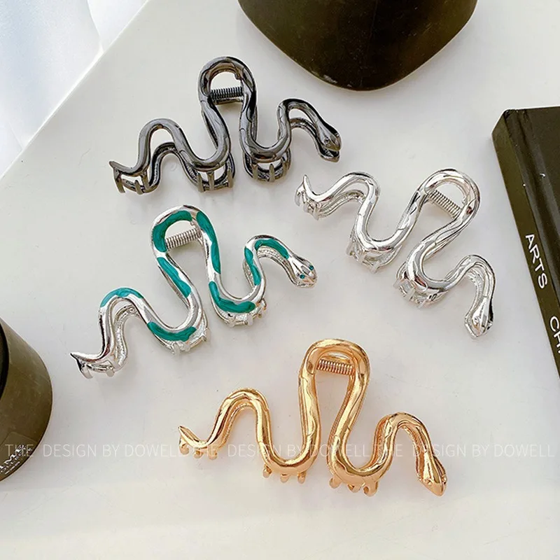 Snake Shaped Metal Hair Clip With Cool Cool Style Shark Clip High-end Curly Hair Clip Hair Accessory