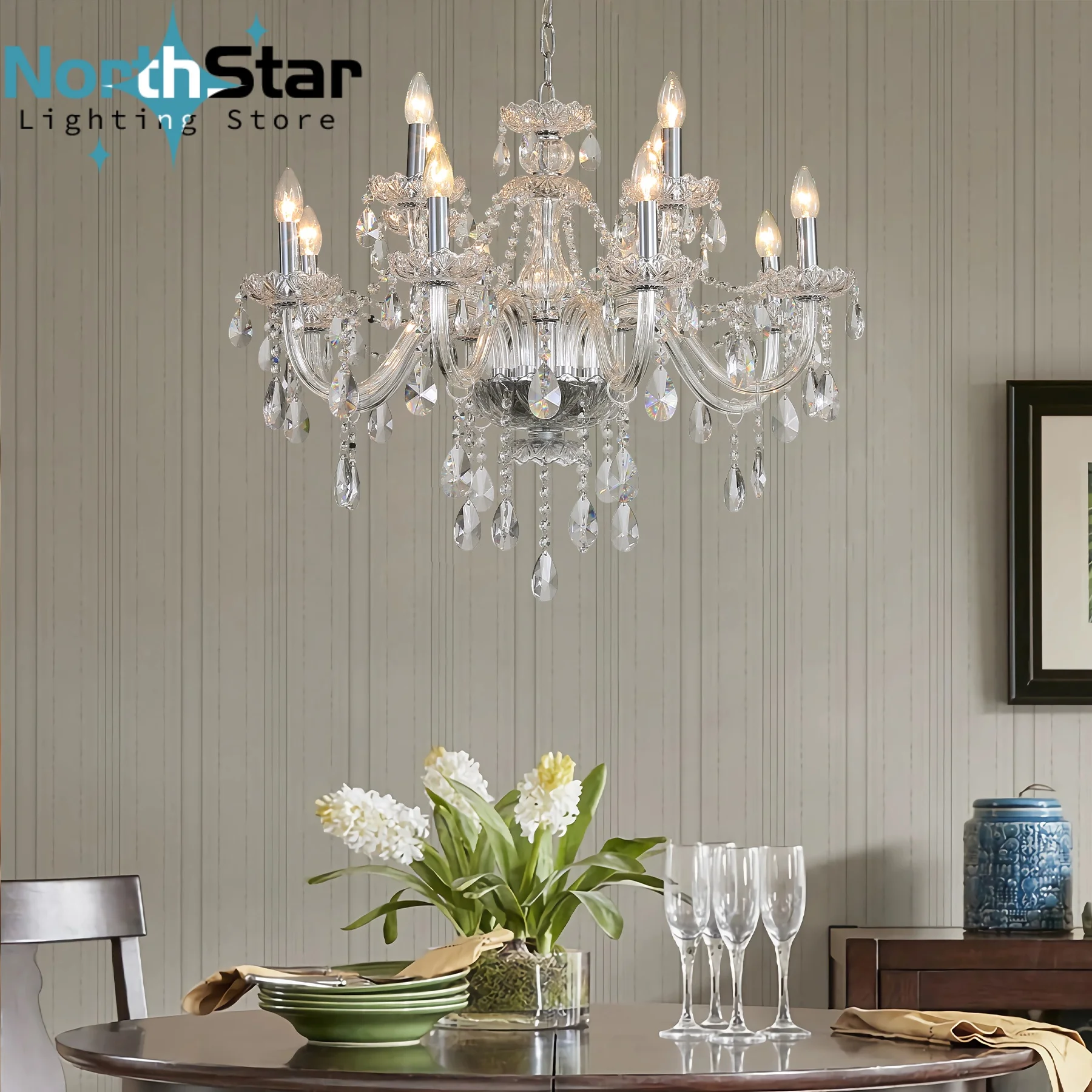 Retro Candelabra Chandelier Light Fixture for Living Room Dining Room Vintage Candel Pendant Chandelier Bedroom