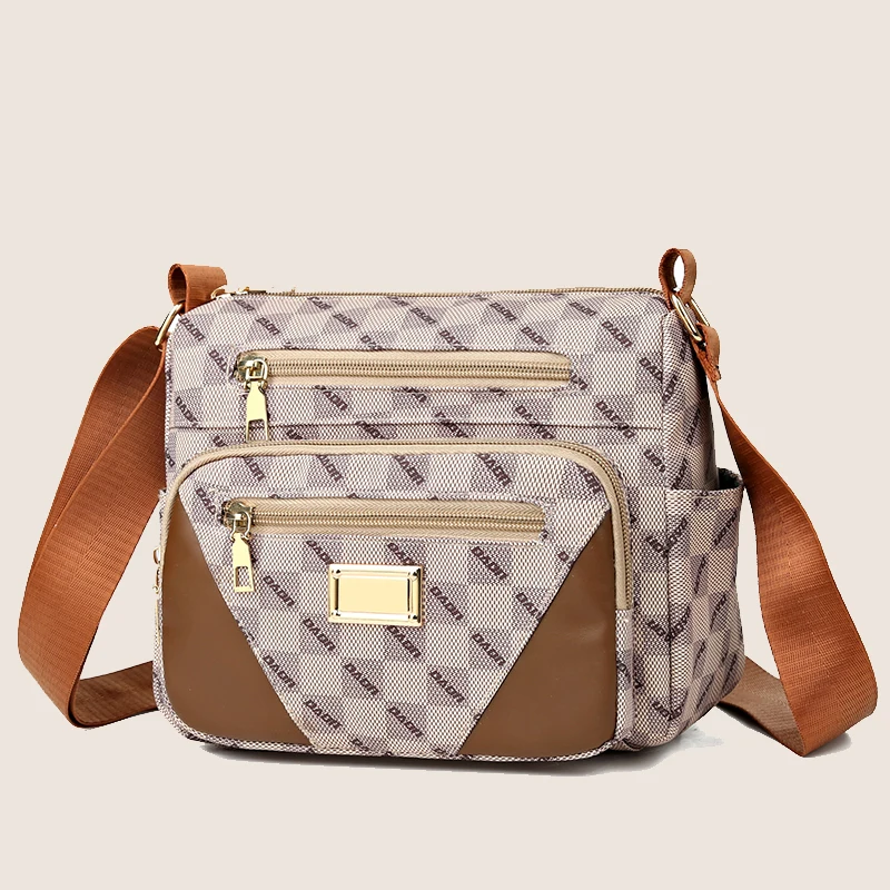 Ladies' soft leather shoulder bag with multiple layers, mailman shoulder bag, luxury designer ladies' handbag and wallet