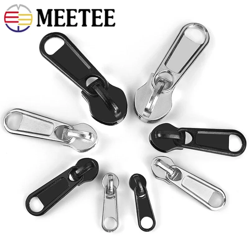 Zipper Sliders 10Pcs 3# 5# 8# 10# For Nylon Zips Black Silver Zippers Slider Pull Luggage Zip Tape Puller Lock Head Accessories