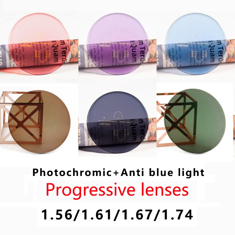 

Anti-blue Light Photochromic Progressive Multifocal Lens 1.56 /1.61 /1.67 1.74 Optical Prescription Lenses Man Woman