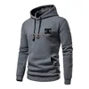 2025 New Spring and Autumn Europe men DC letters printed casual large pocket hoodie jumper small plaid jacquard plus size hoodie 2