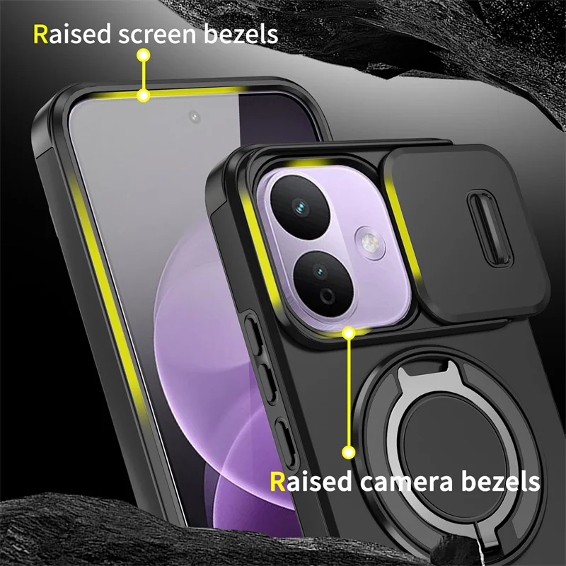 Shockproof Armor Case with Camera Lens Protection and Magnetic Car Mount Holder