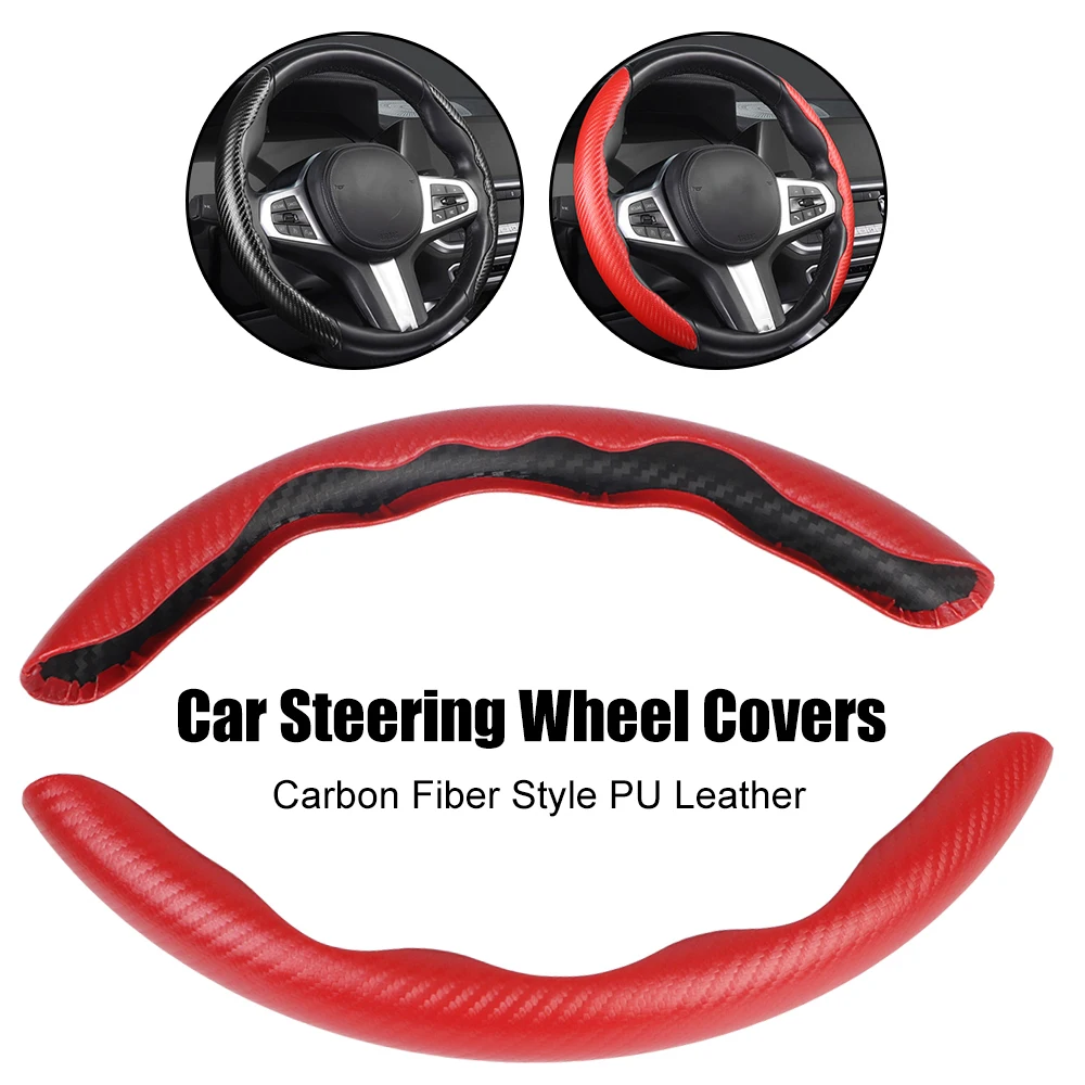 

1Pair Carbon Fiber Look Car Steering Wheel Booster Cover Auto Interior Decoration Accessories Universal Micro Fiber Leather