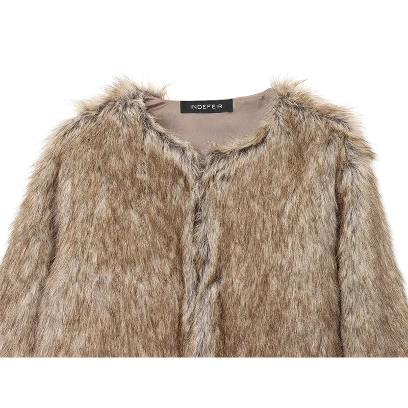 Women's Thick Warm Faux Fur Cropped Jacket Coat Long Sleeve Fluff Fur Winter Jackets For Women Elegant New Outerwear Chic Tops ﻿