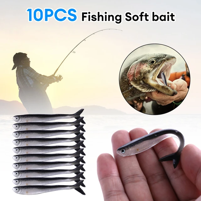 10 PCS Silver Silicone Wobblers Fishing Tackle Jigging Maggot