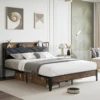 Full Size Bed Frame with Headboard - Grey Upholstered, Noise-Free Steel Slats Support No Box Spring Needed Easy Assembly Bed 6