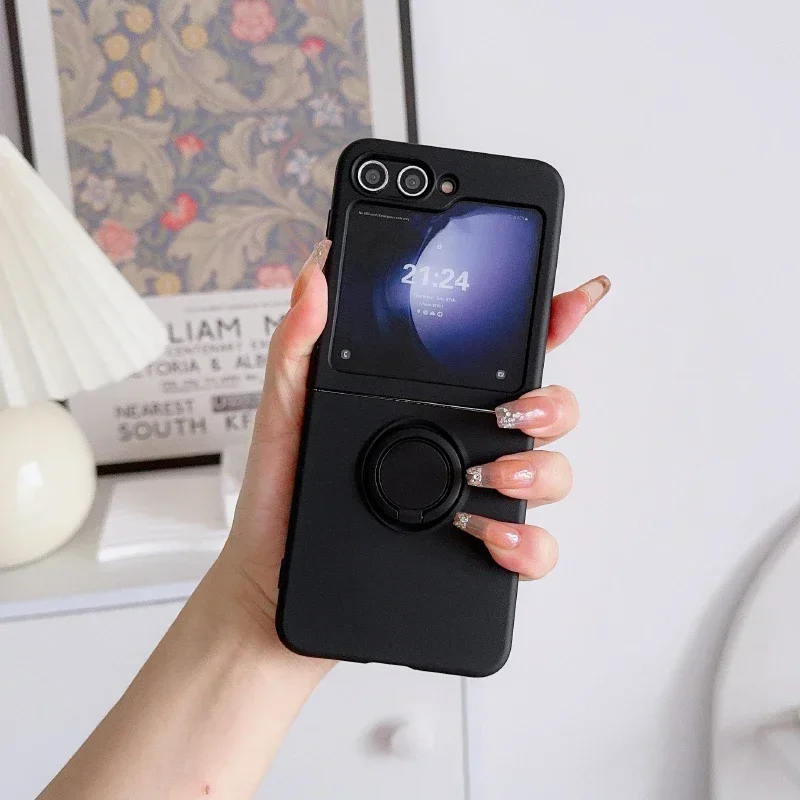 Elegant Rotating Ring Bracket Soft Silicone Phone Case - Shockproof Protector Cover