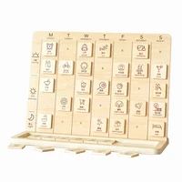Montessori Calendar Planner Board Kids Visual Schedule Good Habits Training Games Time Concept Parish Teaching Aids Wooden Toys 1
