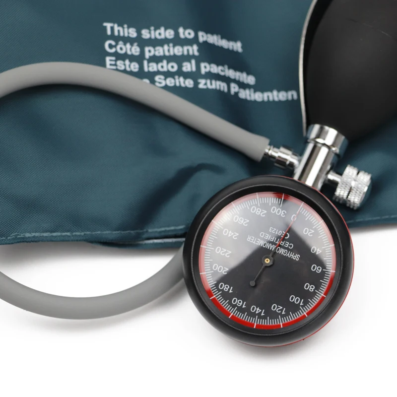 Green Medical Manual Adult Blood Pressure Monitor BP Upper Arm Cuff Manometer Aneroid Sphygmomanometer with Gauge Air Meter Pump