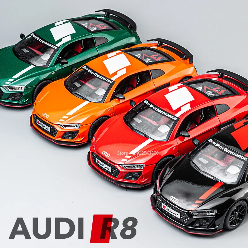

1/24 Audi R8 Alloy Model Cars Sound Light Toys for Boys Metal Diecast Pull Back Car Model Collection Children Adults Toy Vehicle