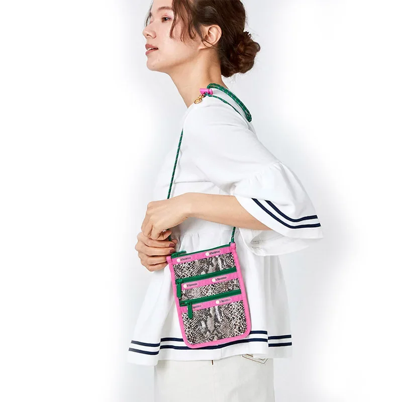 

Сумка Lesportsac со змеиным узором 20*15 см, Повседневная мини-сумка на три молнии, вертикальная Фотосумка, сумка через плечо 3960