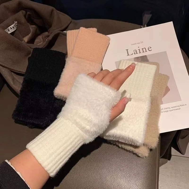 Furry Gloves 1pair Mink Fleece Women for Winter
