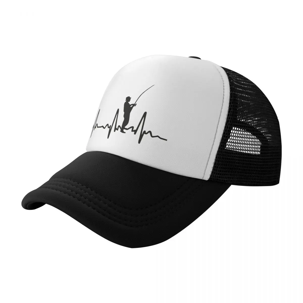 

Fisherman Heartbeat Fishing Decal Trucker Hats Unisex Baseball Cap