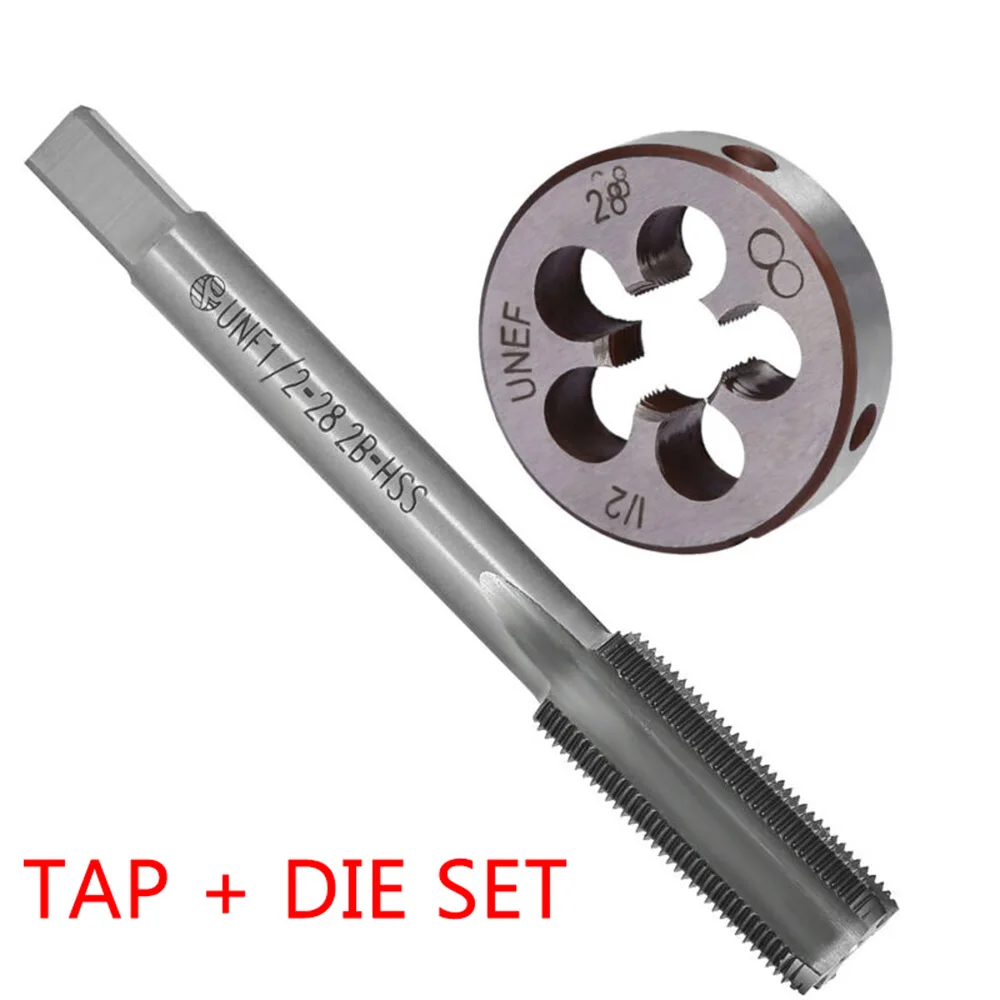 Description Picture 3 of item2 Pcs/Set Titanium Nitride Coated Tap & Die 1/2-28 Tap 1/2x28 Die TPI Kit UNEF HSS Right Hand Thread Tool Professional Hand Tool