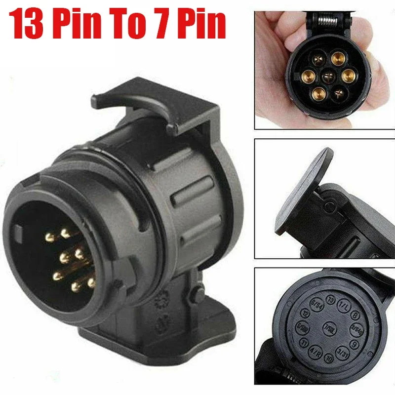 Trailer Plug Adapter 7 Pin To 13 Pin Plug Adapter Trailer Connector 12V Towbar Towing Waterproof Plugs Socket Adapter Car Truck Caravan Accessories