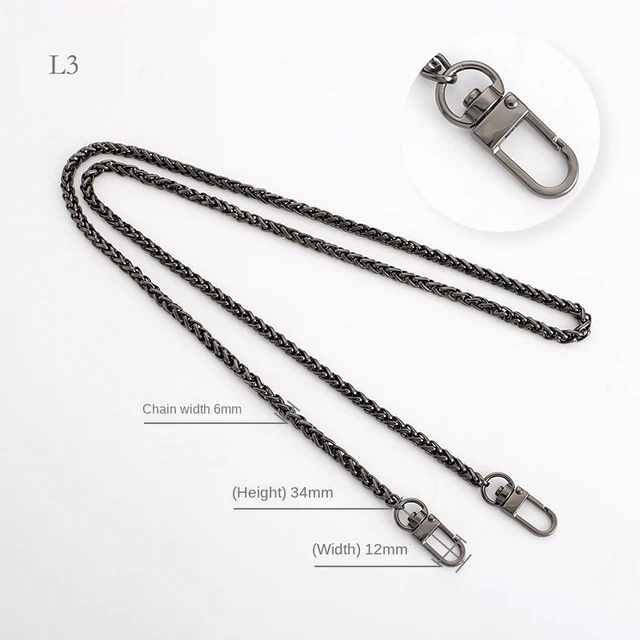 Multicolor Bag Chain Accessories Gold Women's Shoulder Bag Chain Metal Bag Chain Strap Crossbody Bag Parts Belt Chain for bags L03-Gun black
