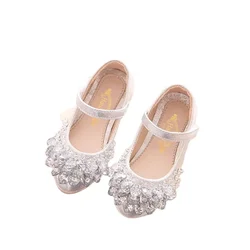 Children Rhinestone Glitter Kids Girls Leather Shoes Princess Toddler Big Girl Wedding Party Shoe