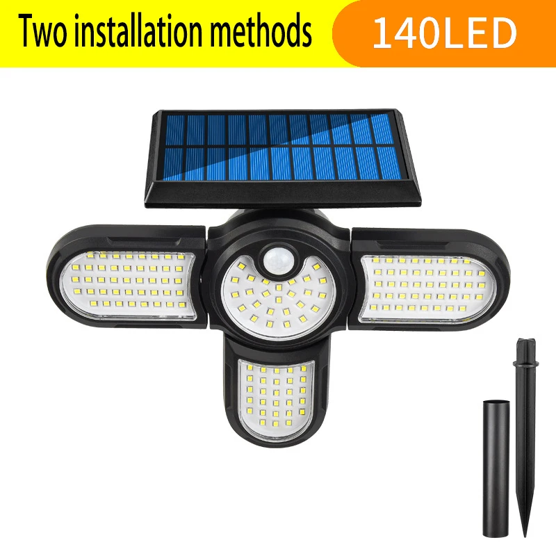 best outdoor solar lights LED Solar Light Outdoors Lamp 6 Adjustable Heads 200 Led Motion Sensor Lights Spotlight with 3 Modes for Garage Yard Garden solar wall lights outdoor Solar Lamps