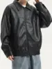 MENS CASUAL OUTDOOR PU LEATHER WATERPROOF  WINDPROOF  JACKET FOR SPRING AUTUMN 3