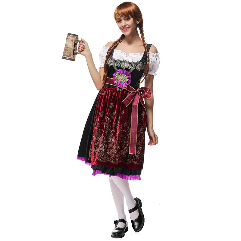 

Ladies Renaissance Oktoberfest Costume Deluxe Velour Bavaria Beer Girl Dress halloween costumes for women adult