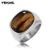2 color Natural Tiger Eye Rings Flower Band Stone Ring For men Women Antique Silver Plated Fashion Jewelry 1