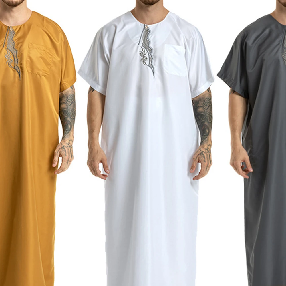 

Middle Eastern Ethnic Costumes Muslim Robe Male Aristocrat Luxury Arabic Islamic Embroidery Worship Robe Prayer Clothing