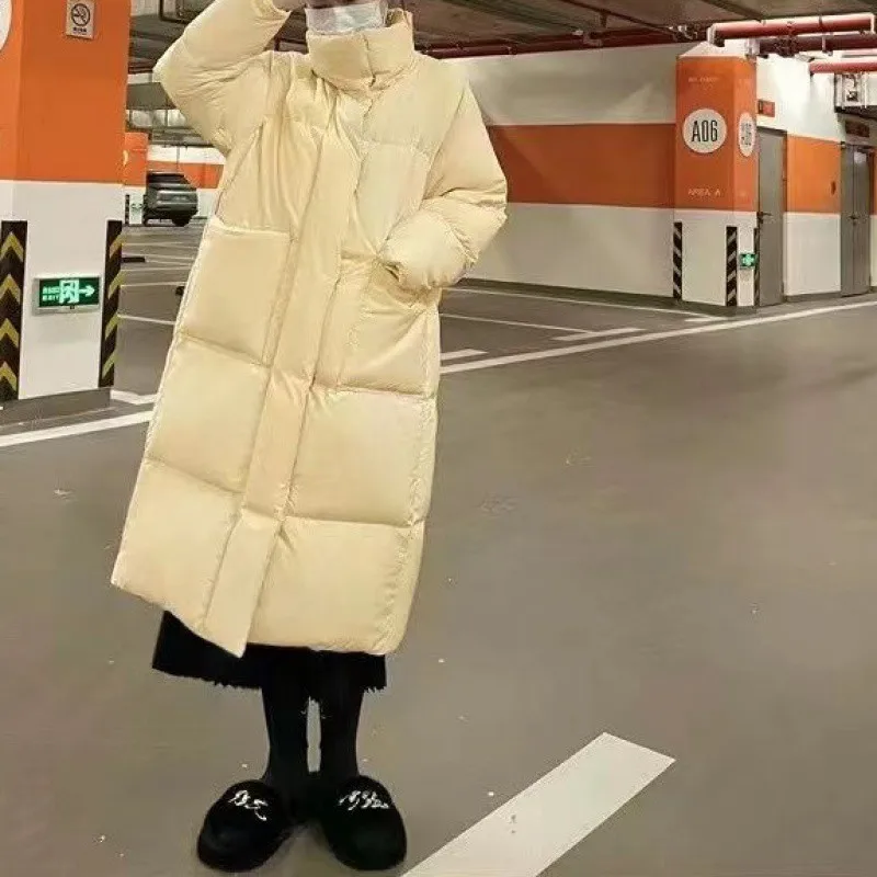 2023 New Women Down Jacket Winter Coat Femal Mid Length Versione Parkas Loose Thick Warm Outwear Leisure Time Versatile Overcoat